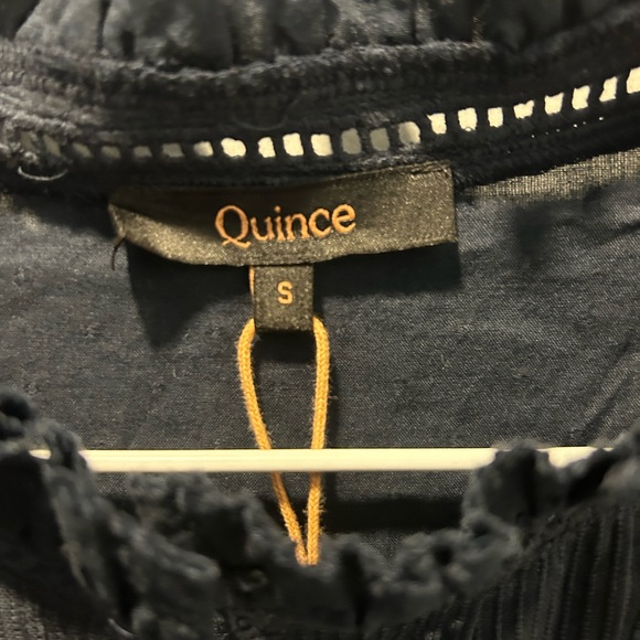 Quince 100% Organic Cotton Peasant Blouse Top Shirt Long Sleeve Navy NWT S - Picture 7 of 8